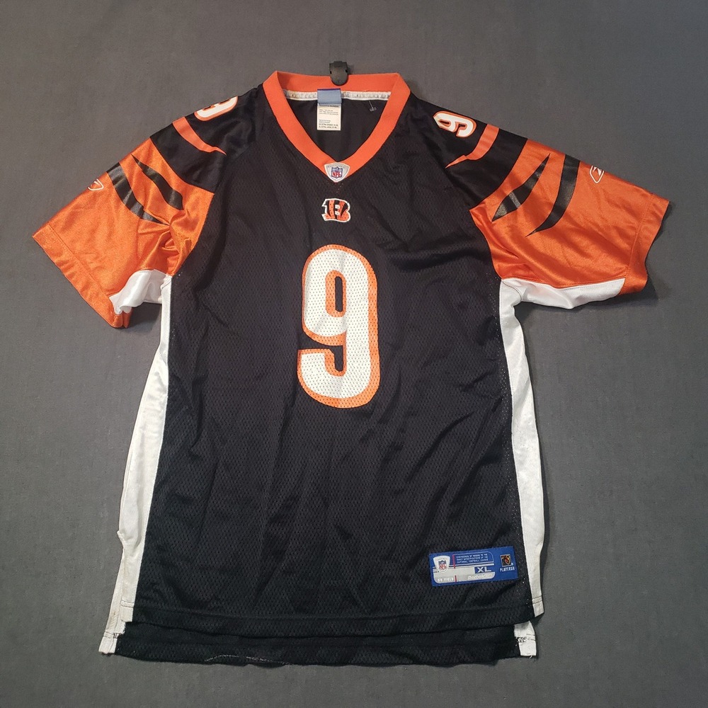 Vtg Reebok Cincinnati Bengals Jersey Youth XL Black Carson Palmer 9 NFL Football